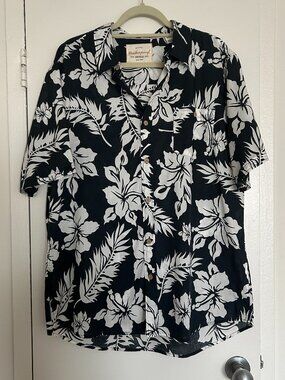 Weatherproof Men's 100% Cotton Short Sleeve Floral Tropical Button Down (XL)